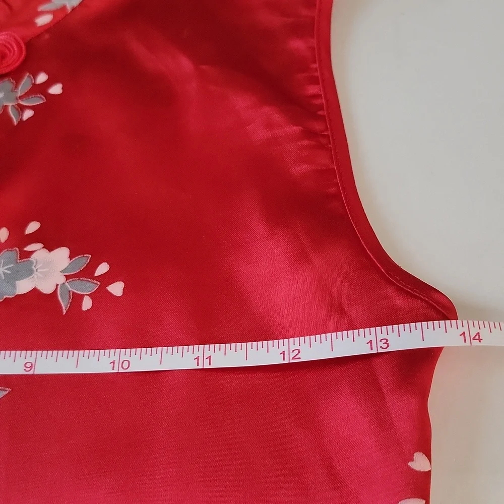 Wudiemi Chinese Peacock Sleeveless Dress Mandarin Collar Red Pink Size 8/10